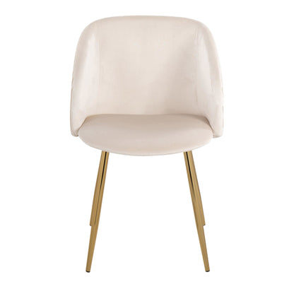 Fran Pleated Contemporary Chair in Gold Metal and Pleated Black Velvet   - Set of 2