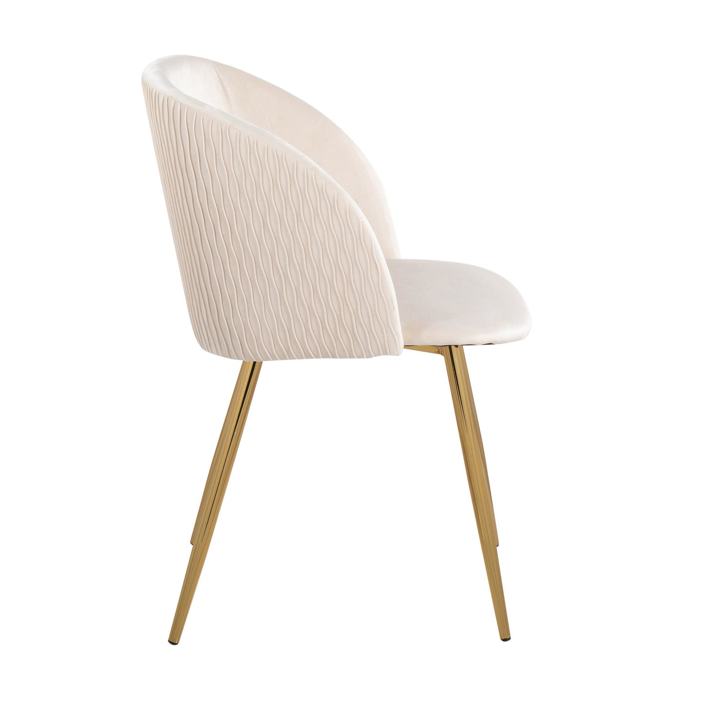 Fran Pleated Contemporary Chair in Gold Metal and Pleated Black Velvet   - Set of 2