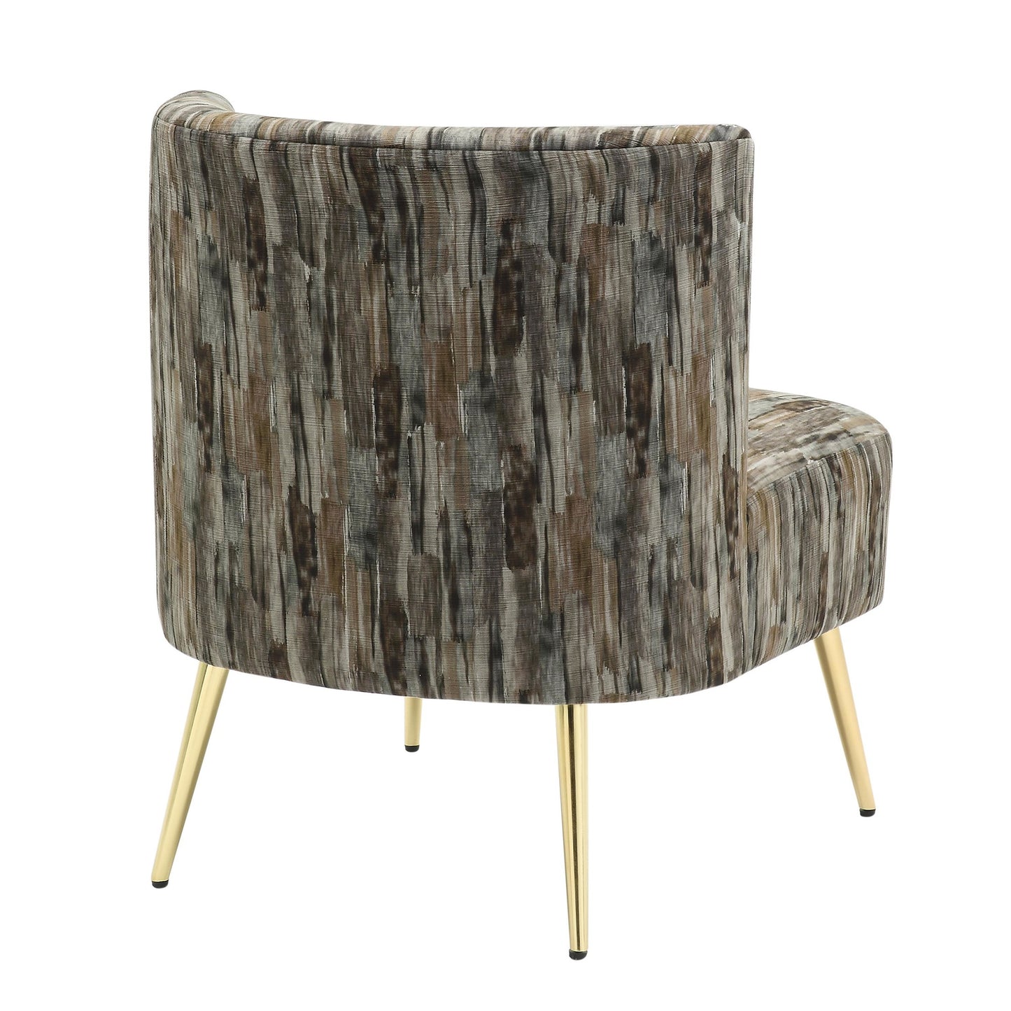 Fran Contemporary Slipper Chair in Gold Steel and Tan Leopard Fabric
