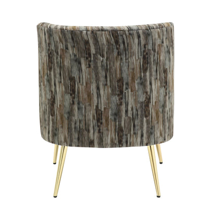 Fran Contemporary Slipper Chair in Gold Steel and Tan Leopard Fabric