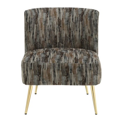 Fran Contemporary Slipper Chair in Gold Steel and Tan Leopard Fabric