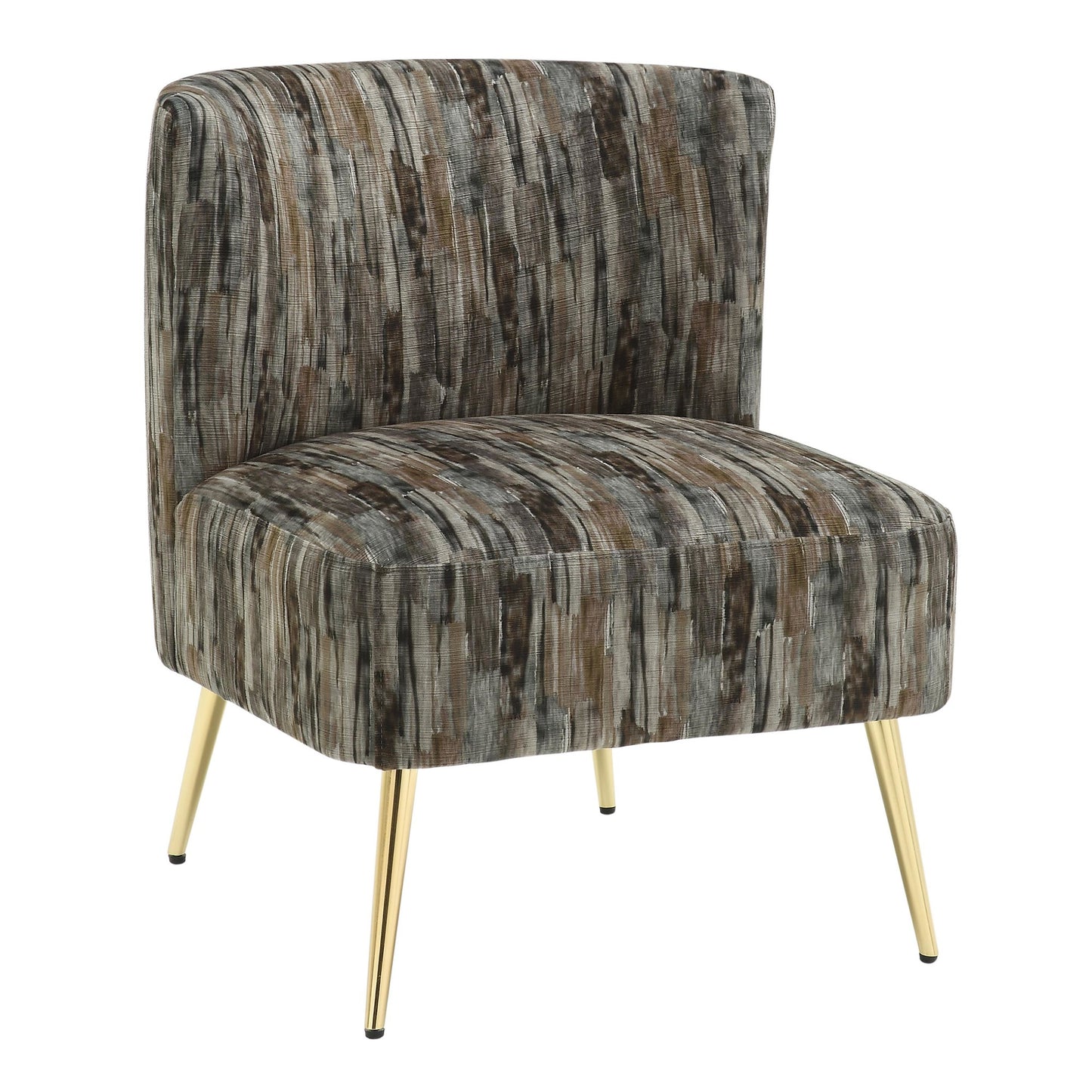 Fran Contemporary Slipper Chair in Gold Steel and Tan Leopard Fabric