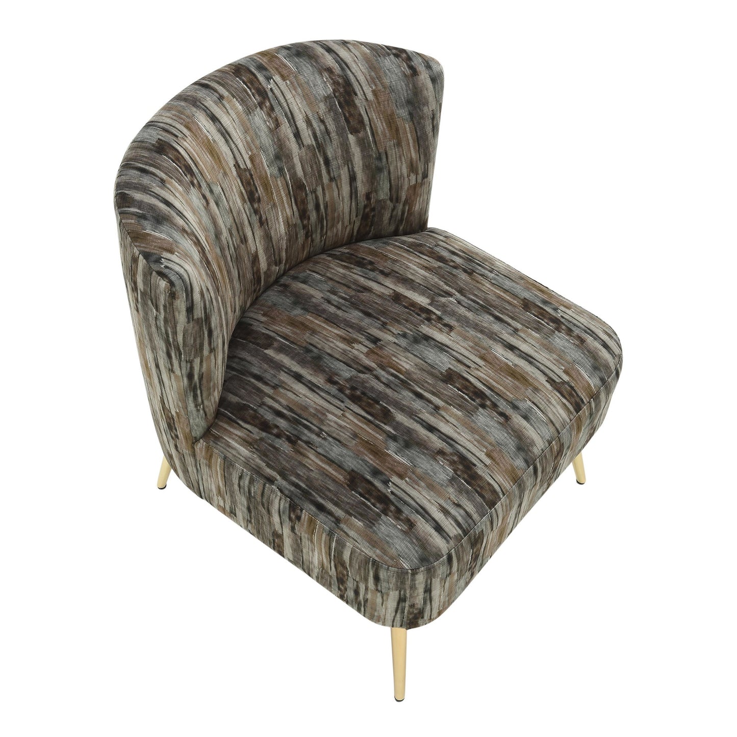 Fran Contemporary Slipper Chair in Gold Steel and Tan Leopard Fabric