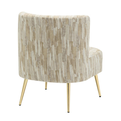 Fran Contemporary Slipper Chair in Gold Steel and Tan Leopard Fabric