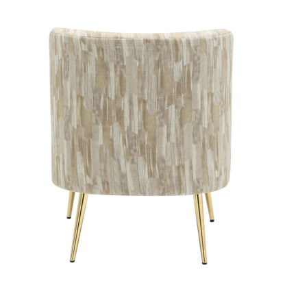 Fran Contemporary Slipper Chair in Gold Steel and Tan Leopard Fabric