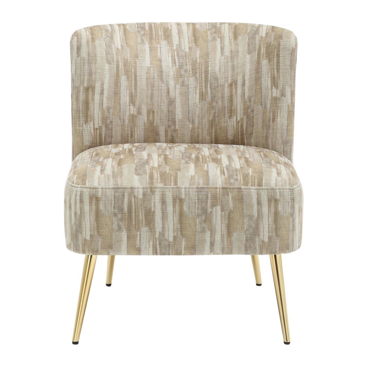 Fran Contemporary Slipper Chair in Gold Steel and Tan Leopard Fabric