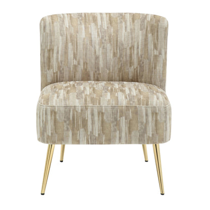 Fran Contemporary Slipper Chair in Gold Steel and Tan Leopard Fabric