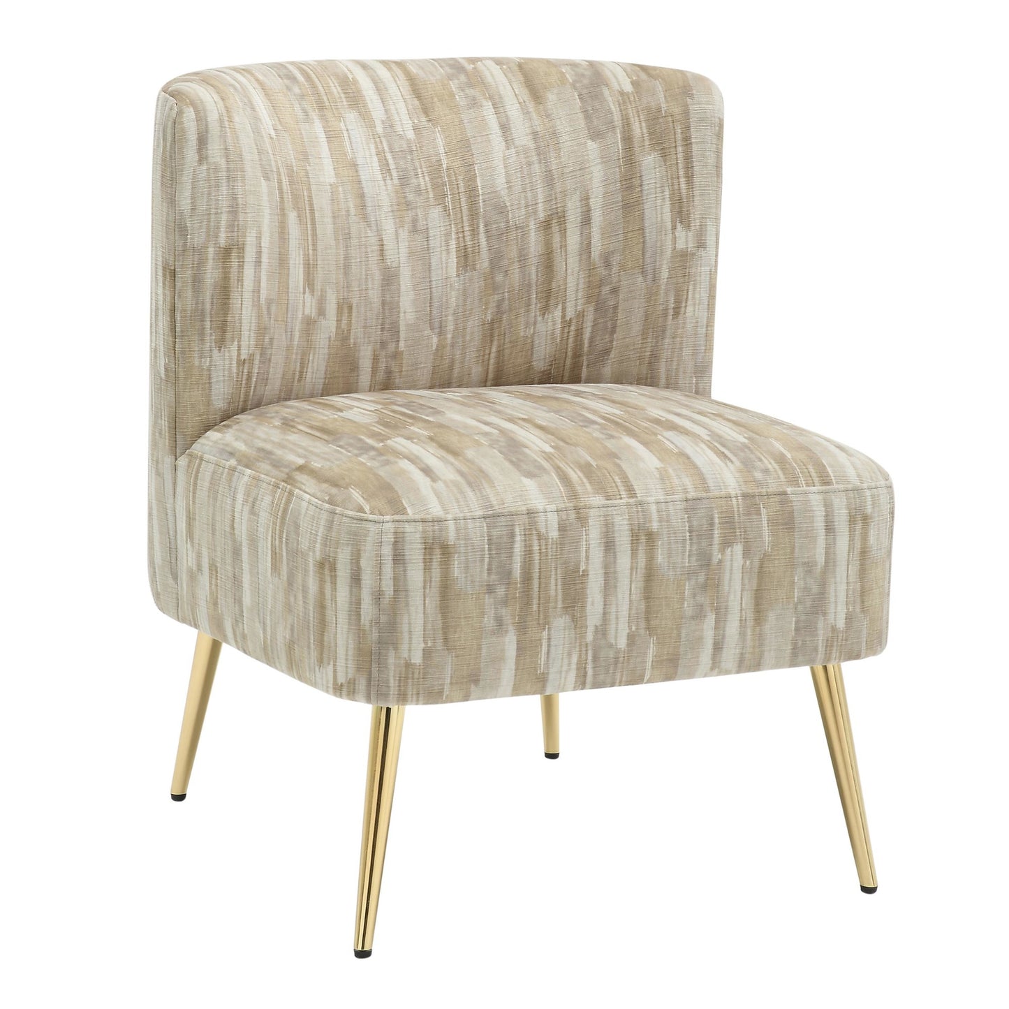 Fran Contemporary Slipper Chair in Gold Steel and Tan Leopard Fabric