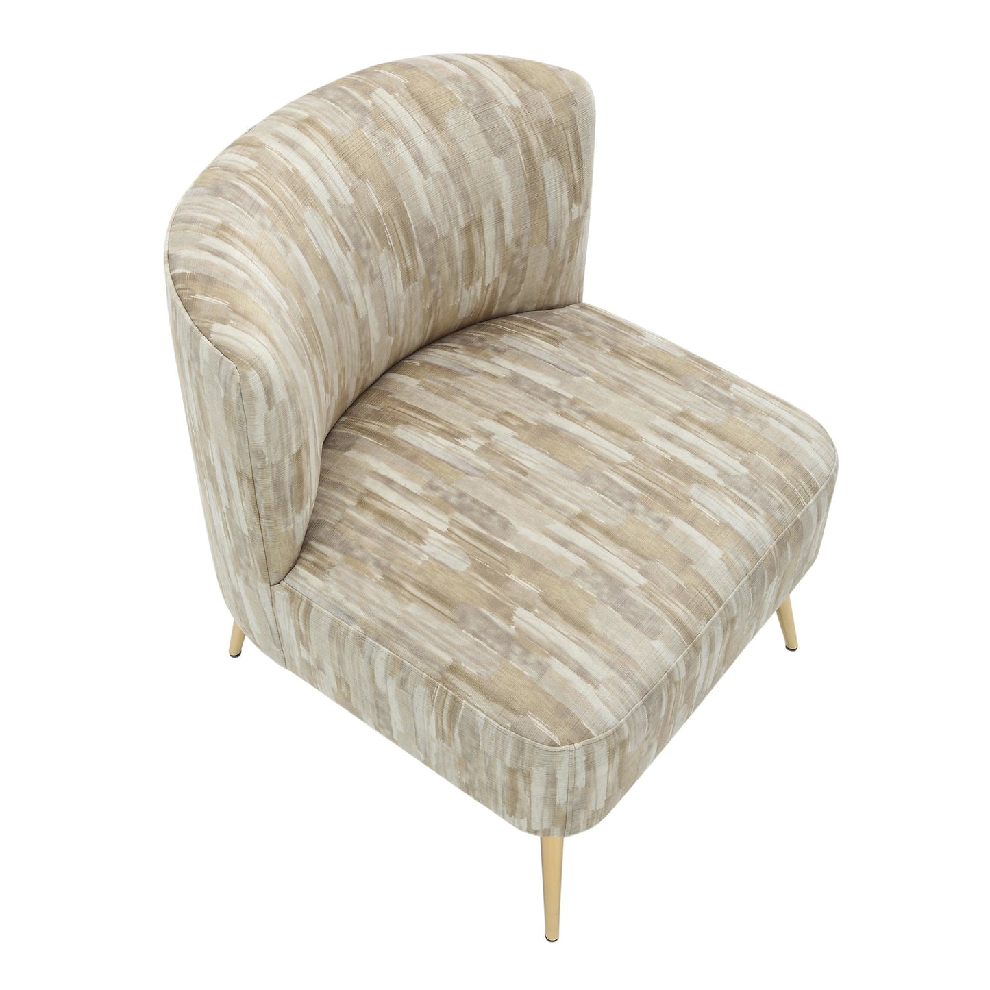 Fran Contemporary Slipper Chair in Gold Steel and Tan Leopard Fabric