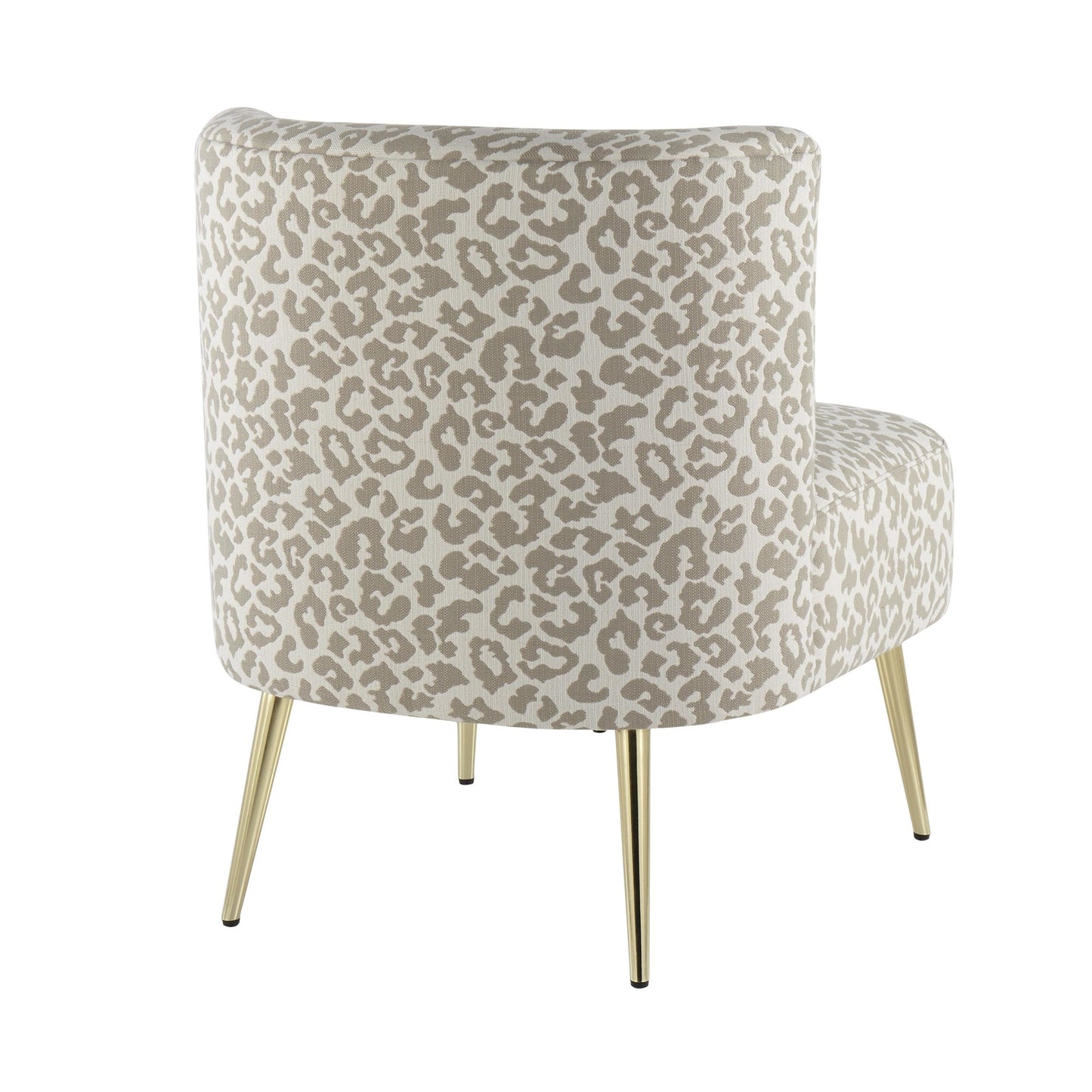 Fran Contemporary Slipper Chair in Gold Steel and Tan Leopard Fabric