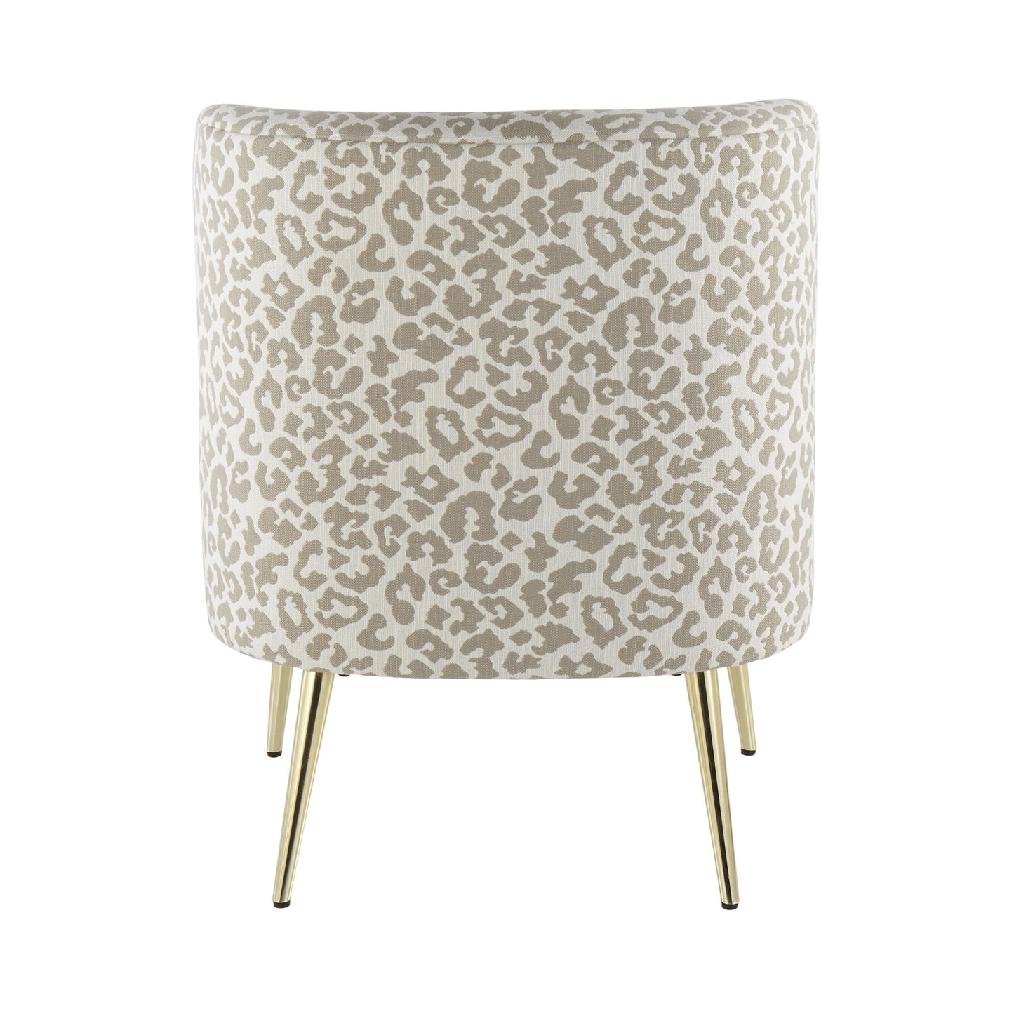 Fran Contemporary Slipper Chair in Gold Steel and Tan Leopard Fabric
