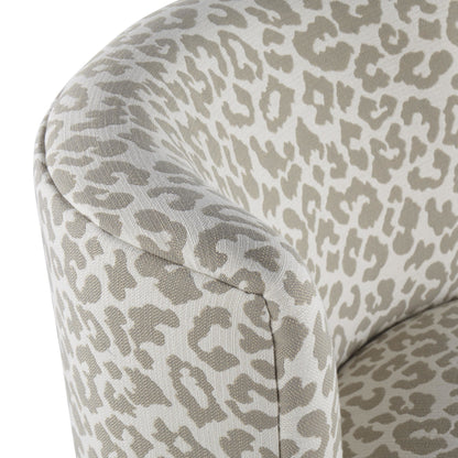 Fran Contemporary Slipper Chair in Gold Steel and Tan Leopard Fabric