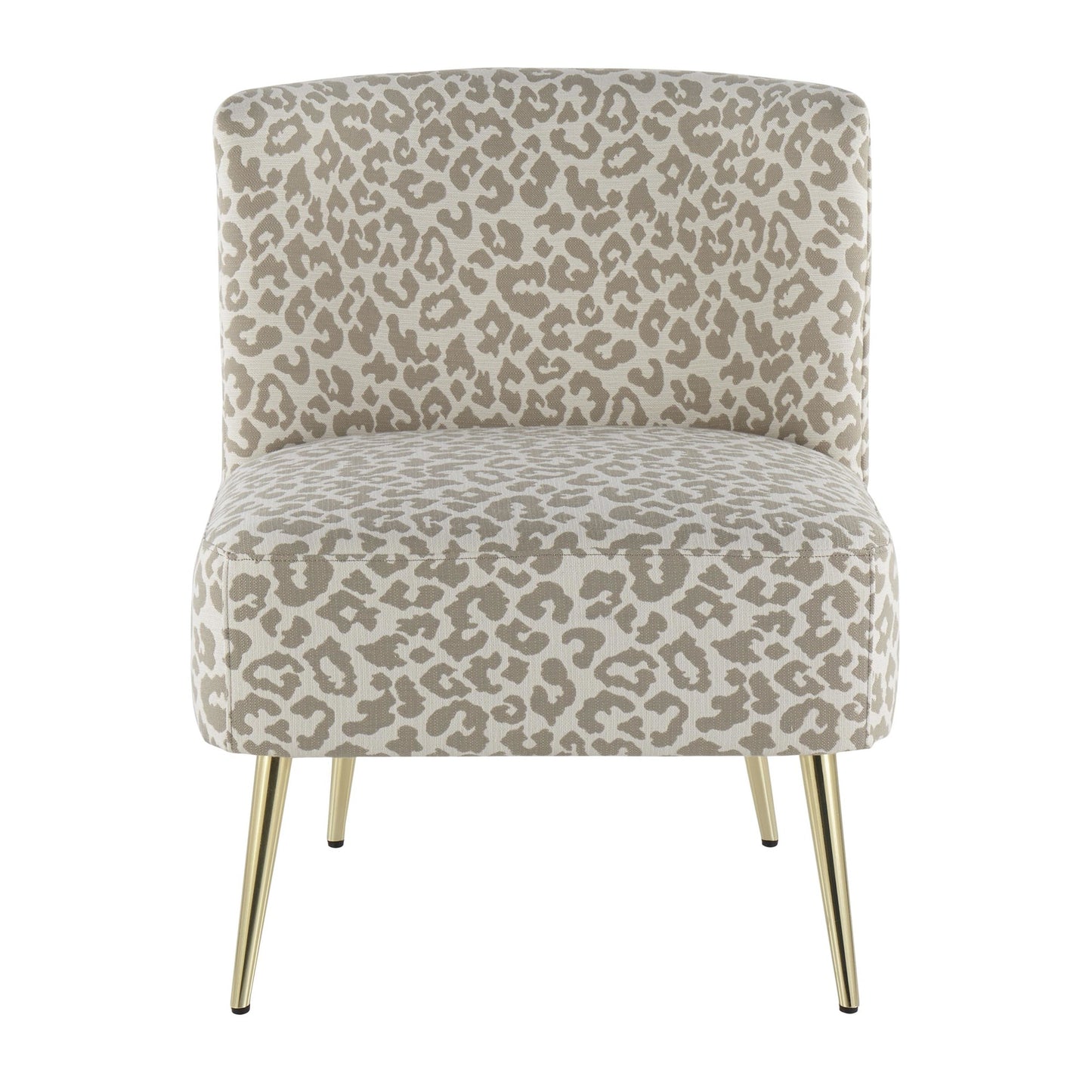 Fran Contemporary Slipper Chair in Gold Steel and Tan Leopard Fabric