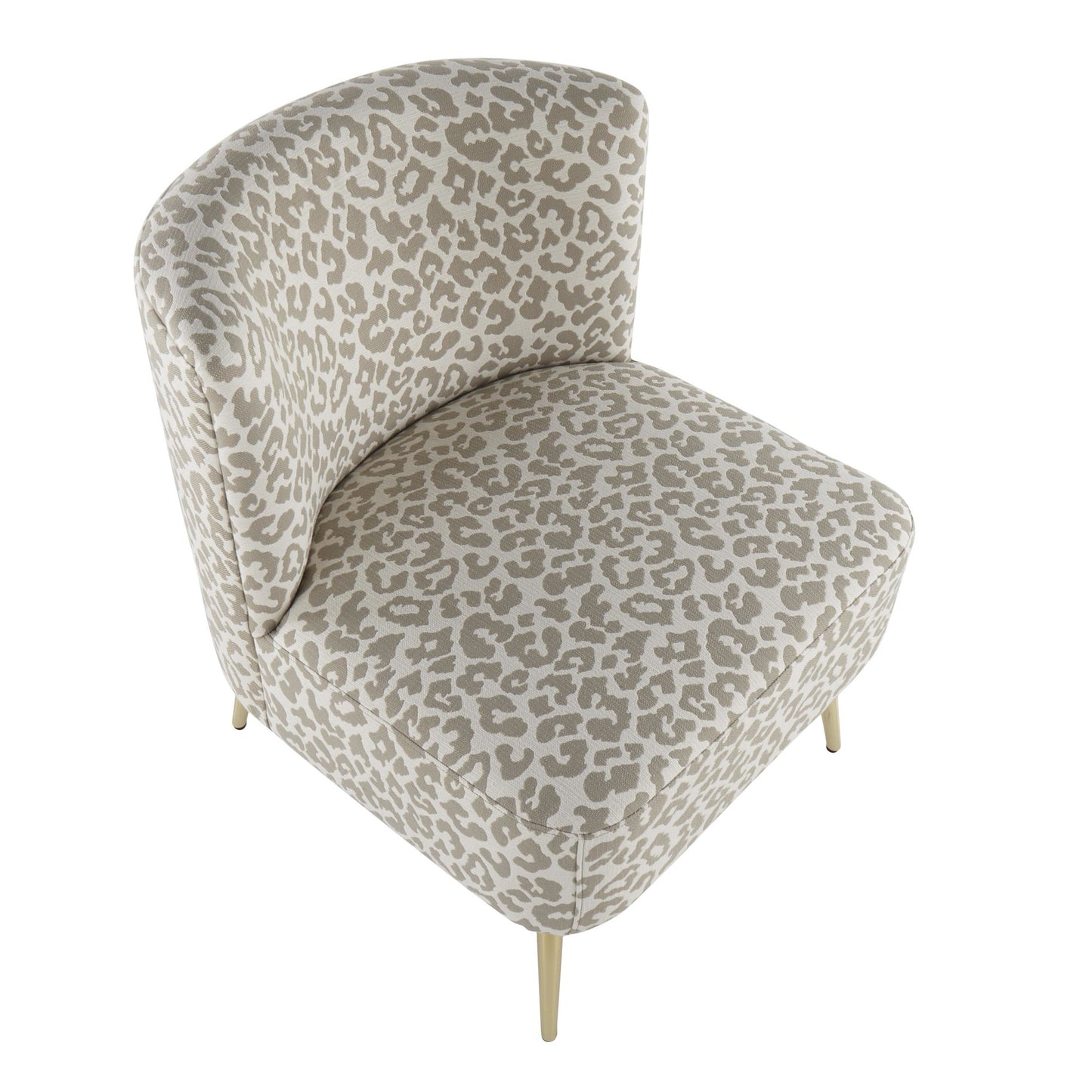 Fran Contemporary Slipper Chair in Gold Steel and Tan Leopard Fabric