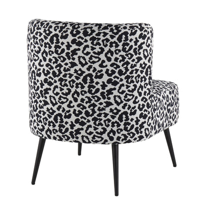 Fran Contemporary Slipper Chair in Gold Steel and Tan Leopard Fabric
