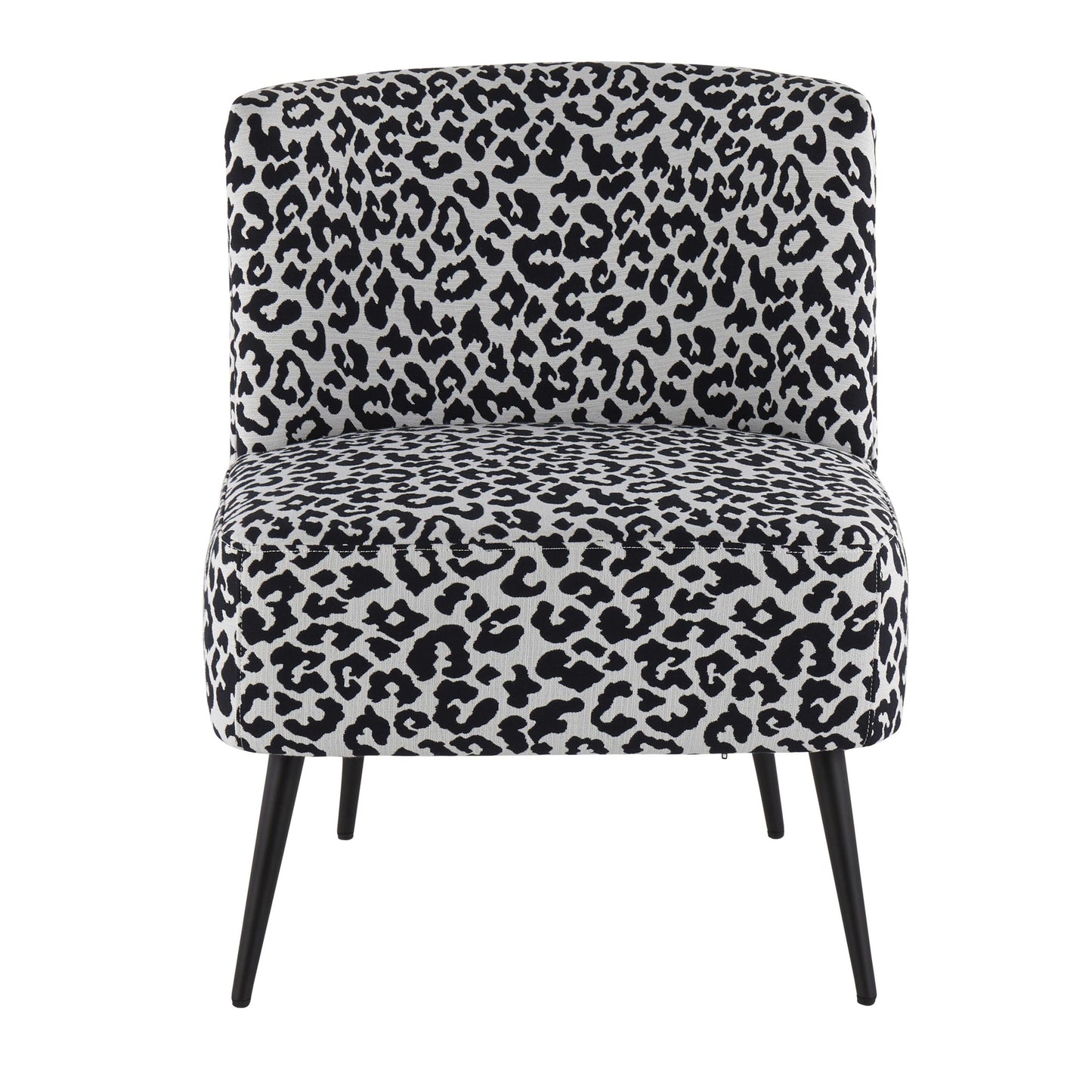 Fran Contemporary Slipper Chair in Gold Steel and Tan Leopard Fabric