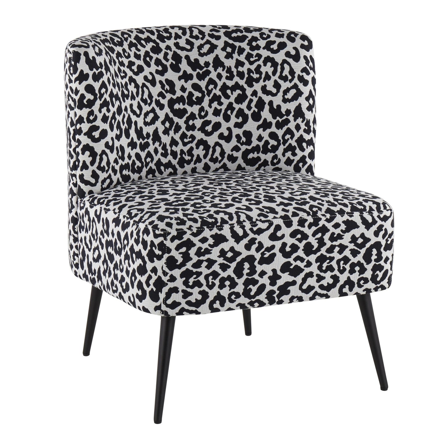 Fran Contemporary Slipper Chair in Gold Steel and Tan Leopard Fabric