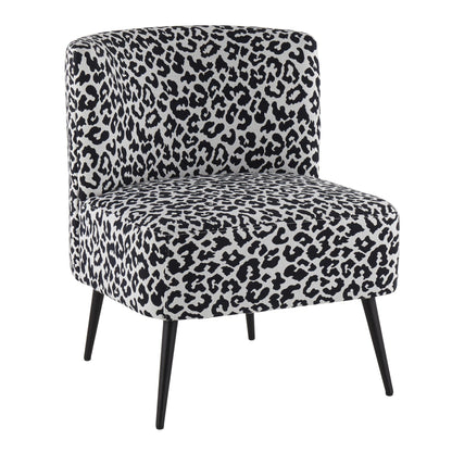 Fran Contemporary Slipper Chair in Gold Steel and Tan Leopard Fabric