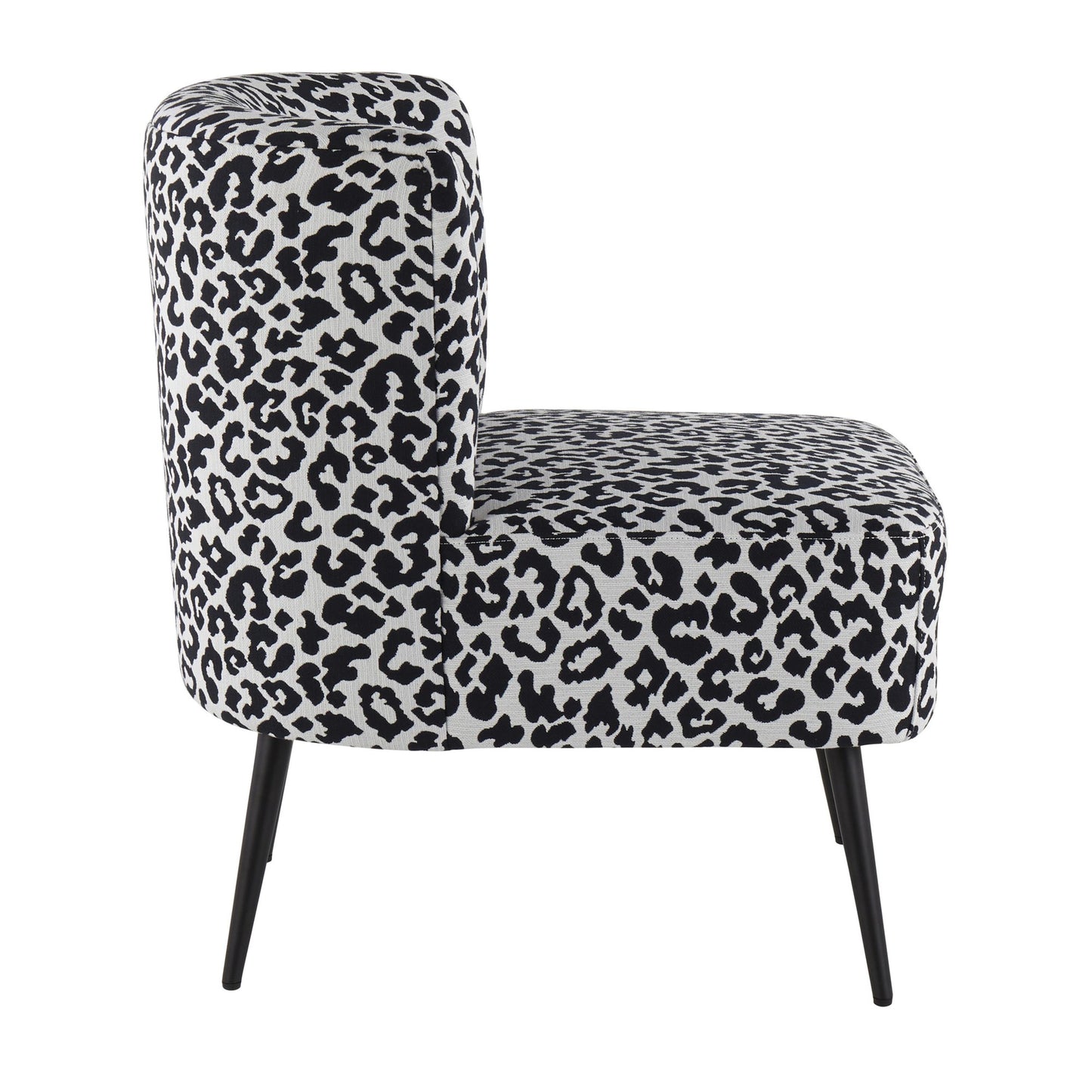 Fran Contemporary Slipper Chair in Gold Steel and Tan Leopard Fabric