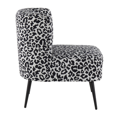 Fran Contemporary Slipper Chair in Gold Steel and Tan Leopard Fabric