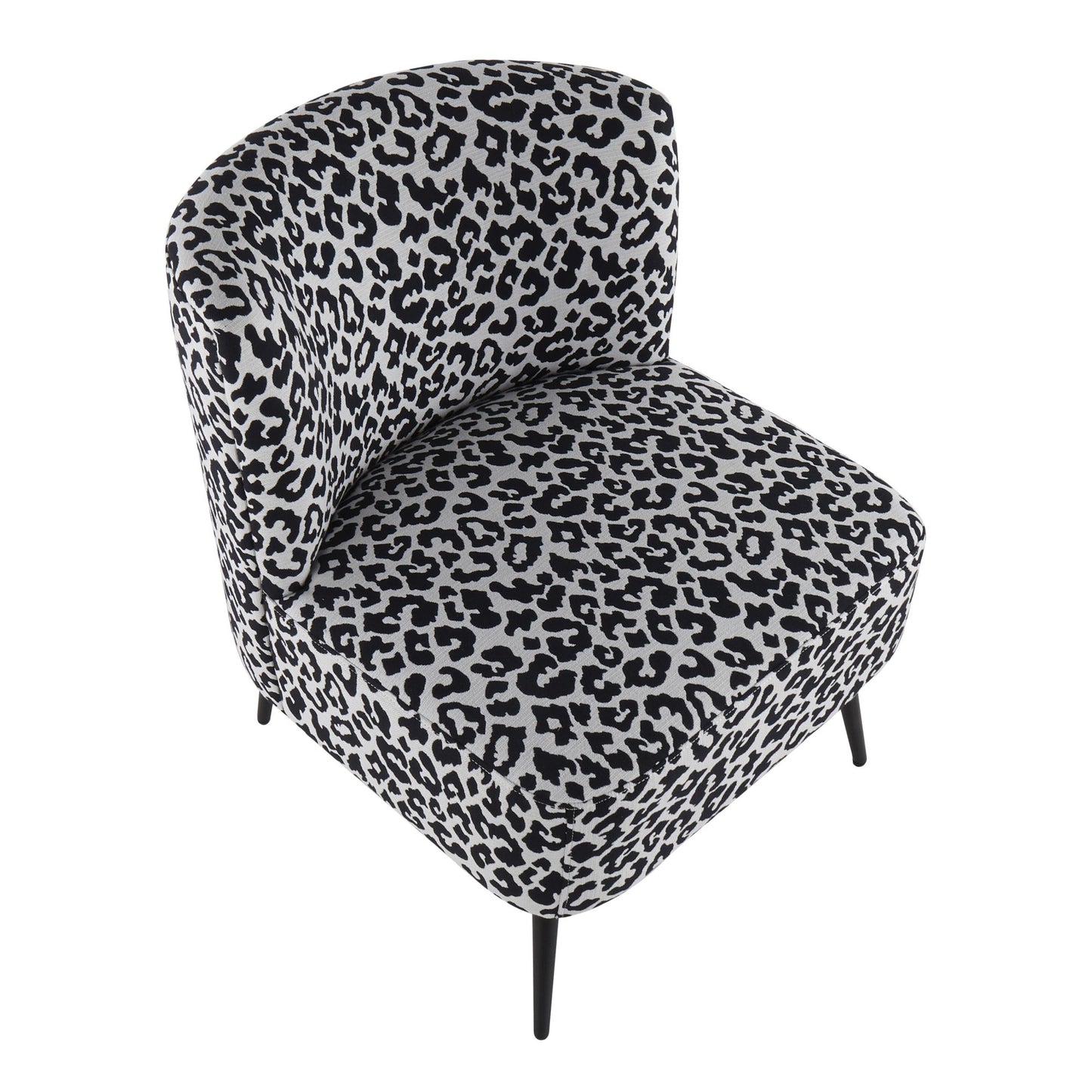 Fran Contemporary Slipper Chair in Gold Steel and Tan Leopard Fabric