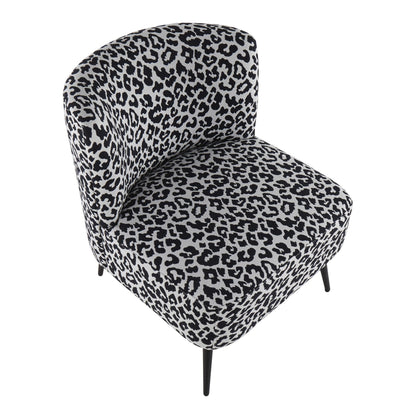Fran Contemporary Slipper Chair in Gold Steel and Tan Leopard Fabric