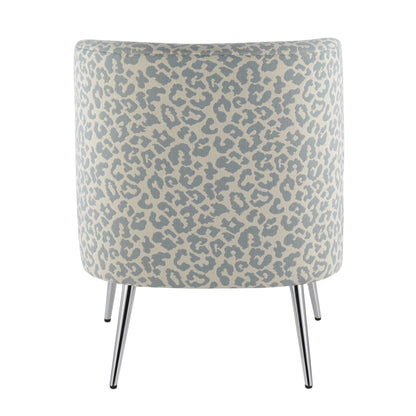 Fran Contemporary Slipper Chair in Gold Steel and Tan Leopard Fabric