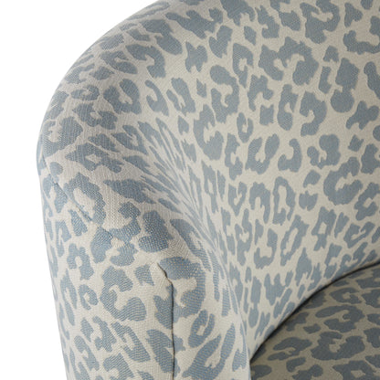 Fran Contemporary Slipper Chair in Gold Steel and Tan Leopard Fabric
