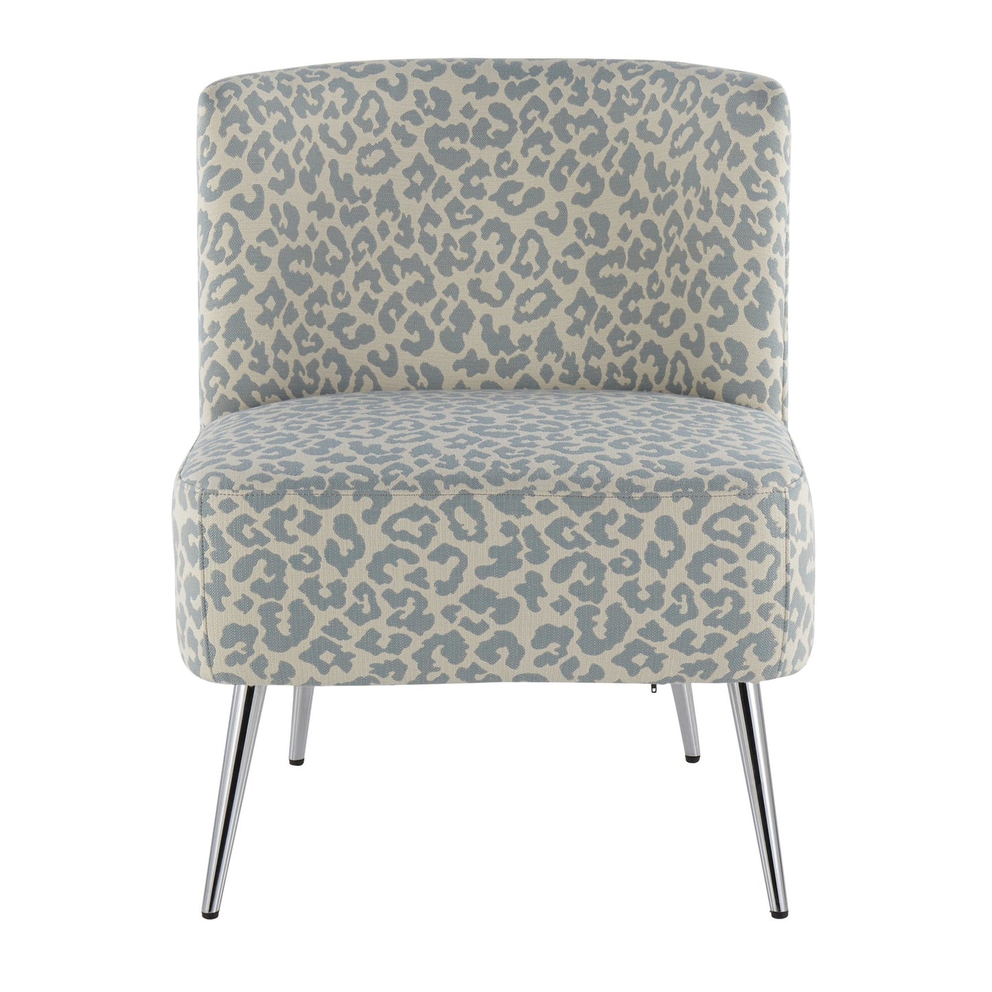 Fran Contemporary Slipper Chair in Gold Steel and Tan Leopard Fabric