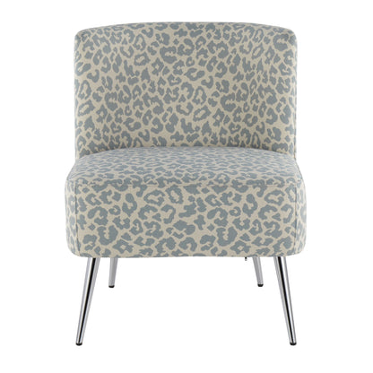 Fran Contemporary Slipper Chair in Gold Steel and Tan Leopard Fabric