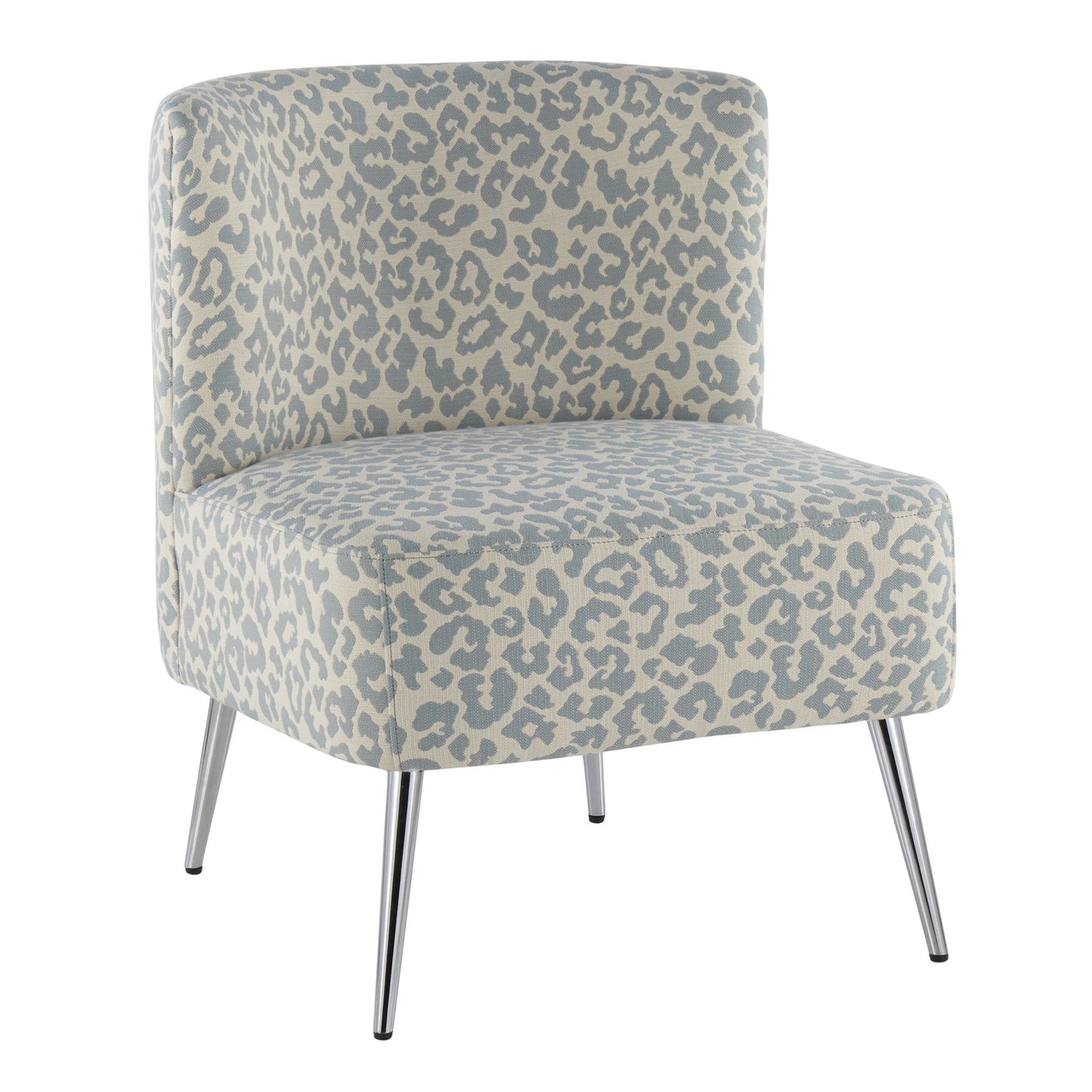 Fran Contemporary Slipper Chair in Gold Steel and Tan Leopard Fabric