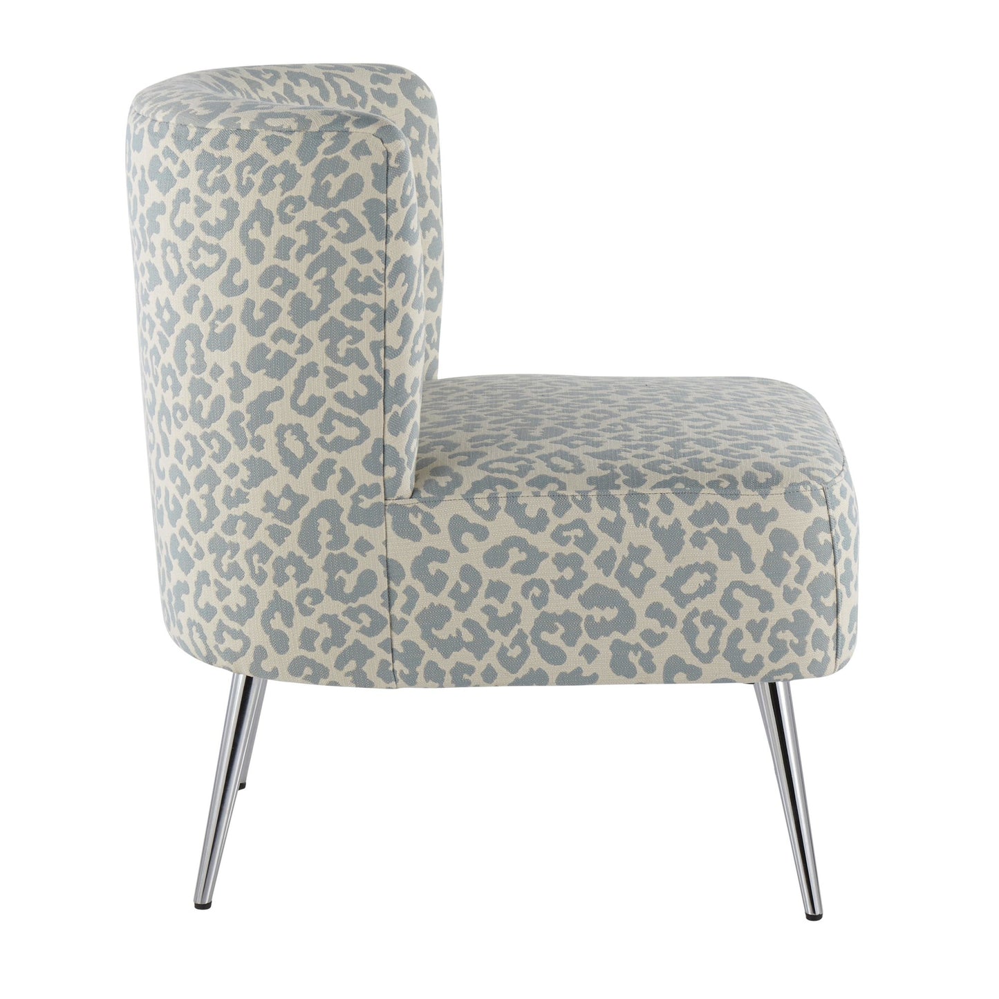 Fran Contemporary Slipper Chair in Gold Steel and Tan Leopard Fabric