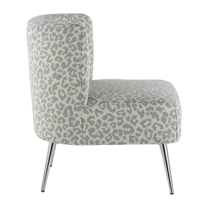 Fran Contemporary Slipper Chair in Gold Steel and Tan Leopard Fabric