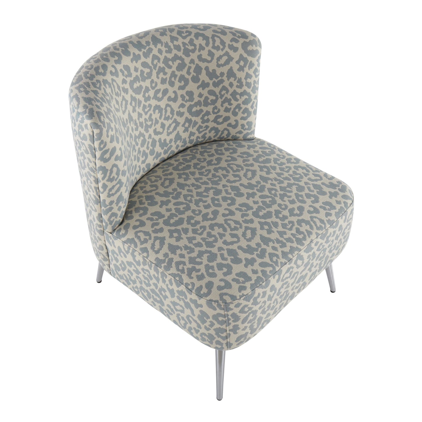 Fran Contemporary Slipper Chair in Gold Steel and Tan Leopard Fabric