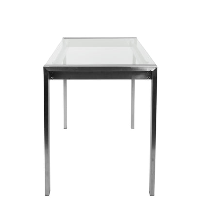 Fuji Contemporary Counter Table in Stainless Steel and Clear Glass