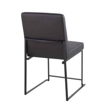 High Back Fuji Contemporary Dining Chair in Gold Steel and Beige Fabric   - Set of 2