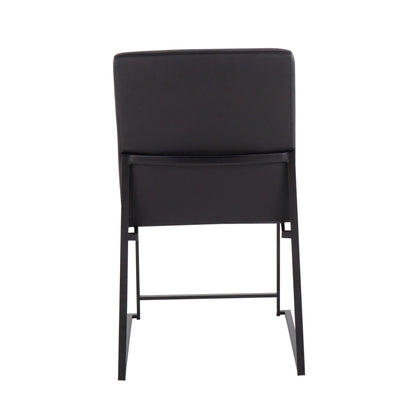 High Back Fuji Contemporary Dining Chair in Gold Steel and Beige Fabric   - Set of 2