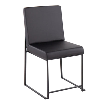 High Back Fuji Contemporary Dining Chair in Gold Steel and Beige Fabric   - Set of 2