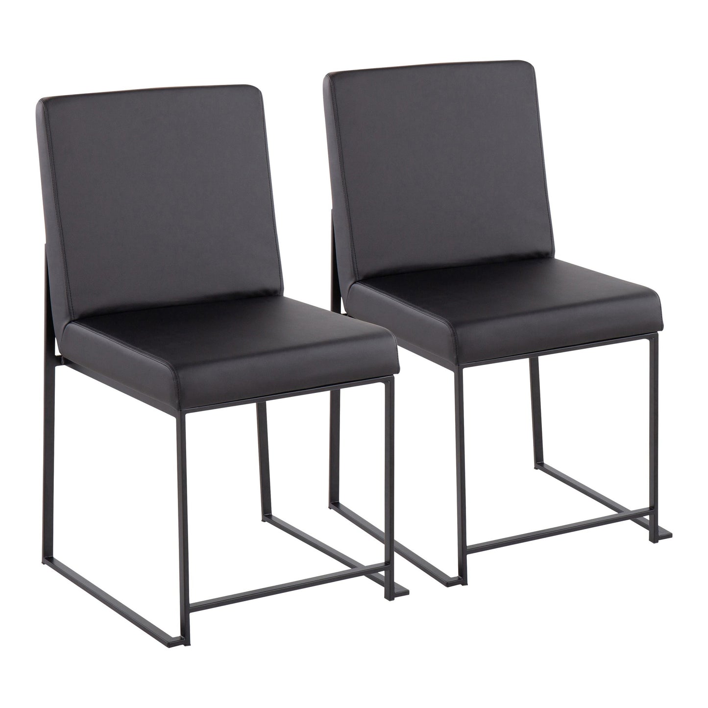 High Back Fuji Contemporary Dining Chair in Gold Steel and Beige Fabric   - Set of 2
