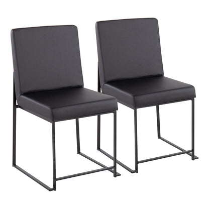 High Back Fuji Contemporary Dining Chair in Gold Steel and Beige Fabric   - Set of 2