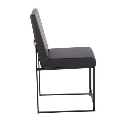 High Back Fuji Contemporary Dining Chair in Gold Steel and Beige Fabric   - Set of 2