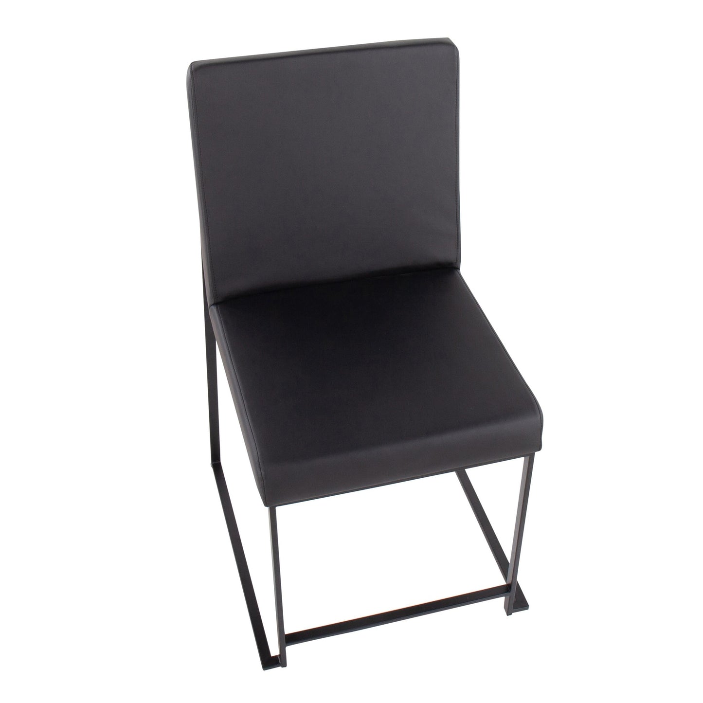 High Back Fuji Contemporary Dining Chair in Gold Steel and Beige Fabric   - Set of 2