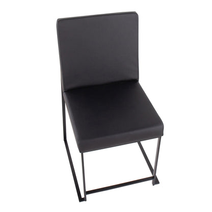 High Back Fuji Contemporary Dining Chair in Gold Steel and Beige Fabric   - Set of 2