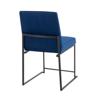 High Back Fuji Contemporary Dining Chair in Gold Steel and Beige Fabric   - Set of 2