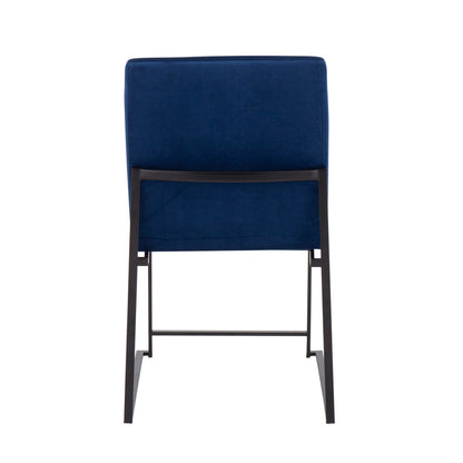 High Back Fuji Contemporary Dining Chair in Gold Steel and Beige Fabric   - Set of 2