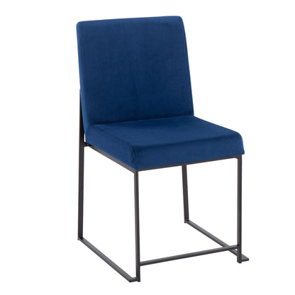 High Back Fuji Contemporary Dining Chair in Gold Steel and Beige Fabric   - Set of 2