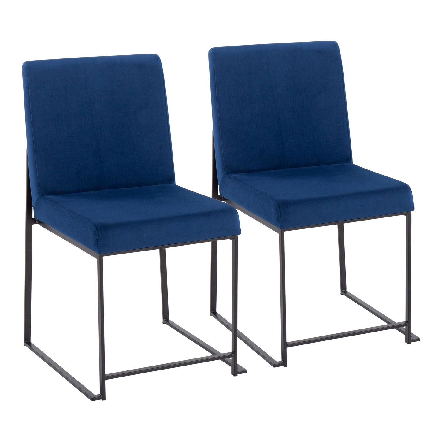 High Back Fuji Contemporary Dining Chair in Gold Steel and Beige Fabric   - Set of 2