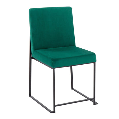 High Back Fuji Contemporary Dining Chair in Gold Steel and Beige Fabric   - Set of 2