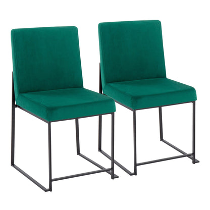 High Back Fuji Contemporary Dining Chair in Gold Steel and Beige Fabric   - Set of 2