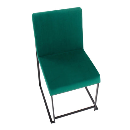 High Back Fuji Contemporary Dining Chair in Gold Steel and Beige Fabric   - Set of 2